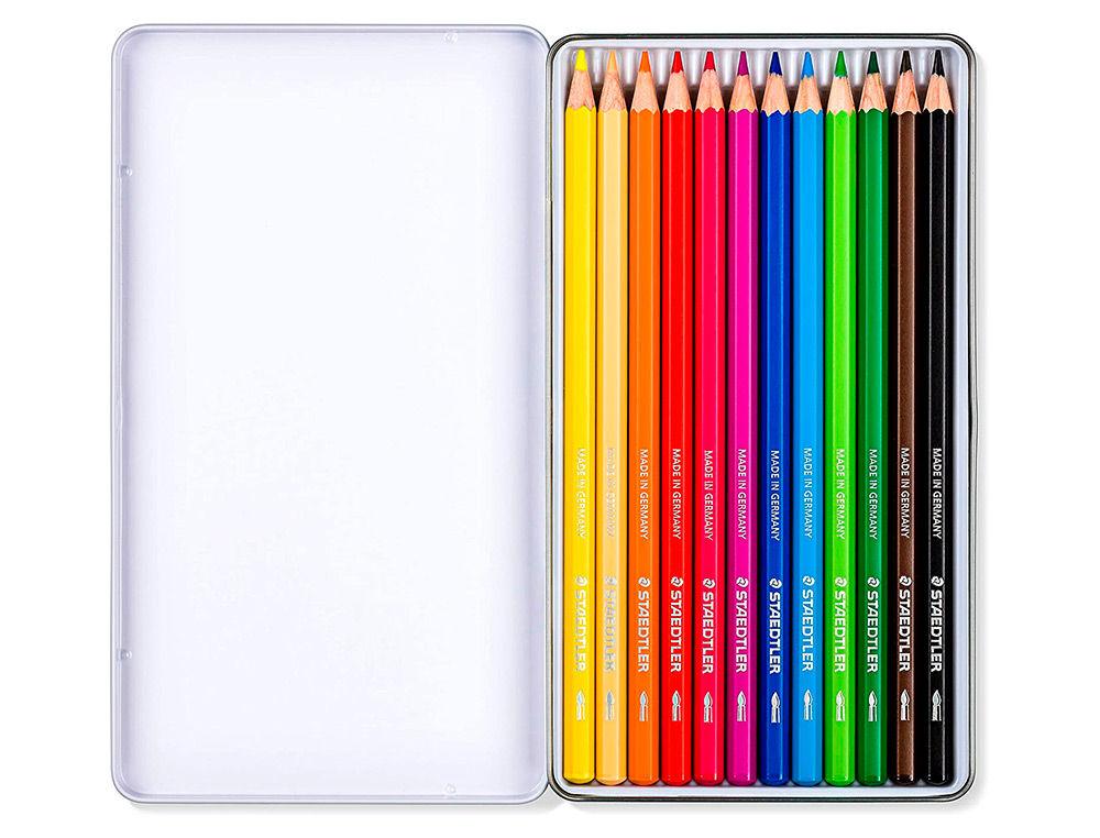LAPICES DE COLORES STAEDTLER ACUARELABLES CAJA METAL DE 12 UNIDADES COLORES SURTIDOS