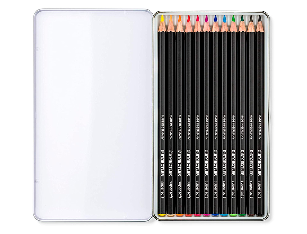 LAPICES DE COLORES STAEDTLER SUPER SOFT CAJA METAL DE 12 COLORES SURTIDOS
