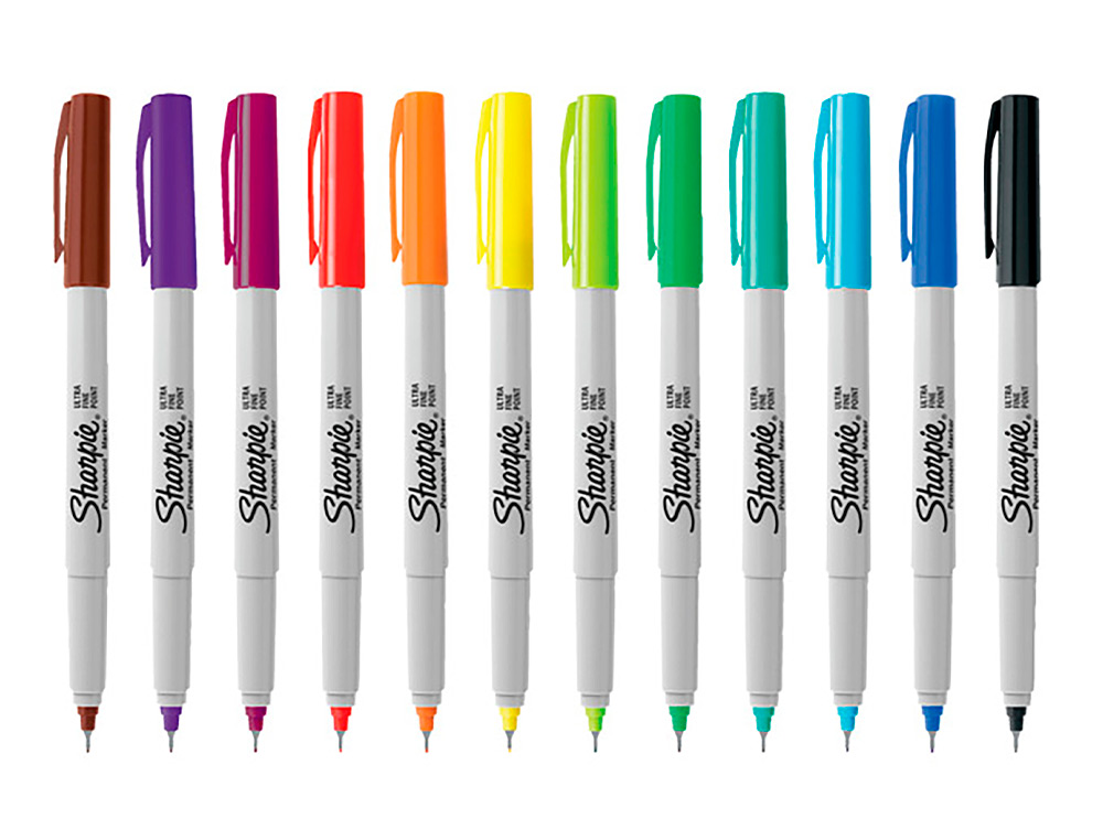 ROTULADOR SHARPIE PERMANENTE ULTRAFINO BLISTER 12 UNIDADES COLORES SURTIDOS