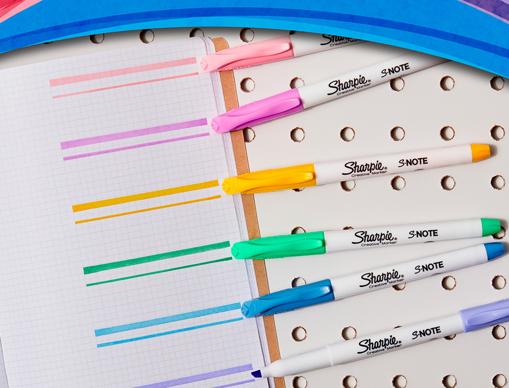 ROTULADOR SHARPIE PERMANENTE S-NOTE PUNTA BISELADA TRAZO 1,2 /3,87 MM BLISTER 12 UNIDADES COLORES SURTIDOS