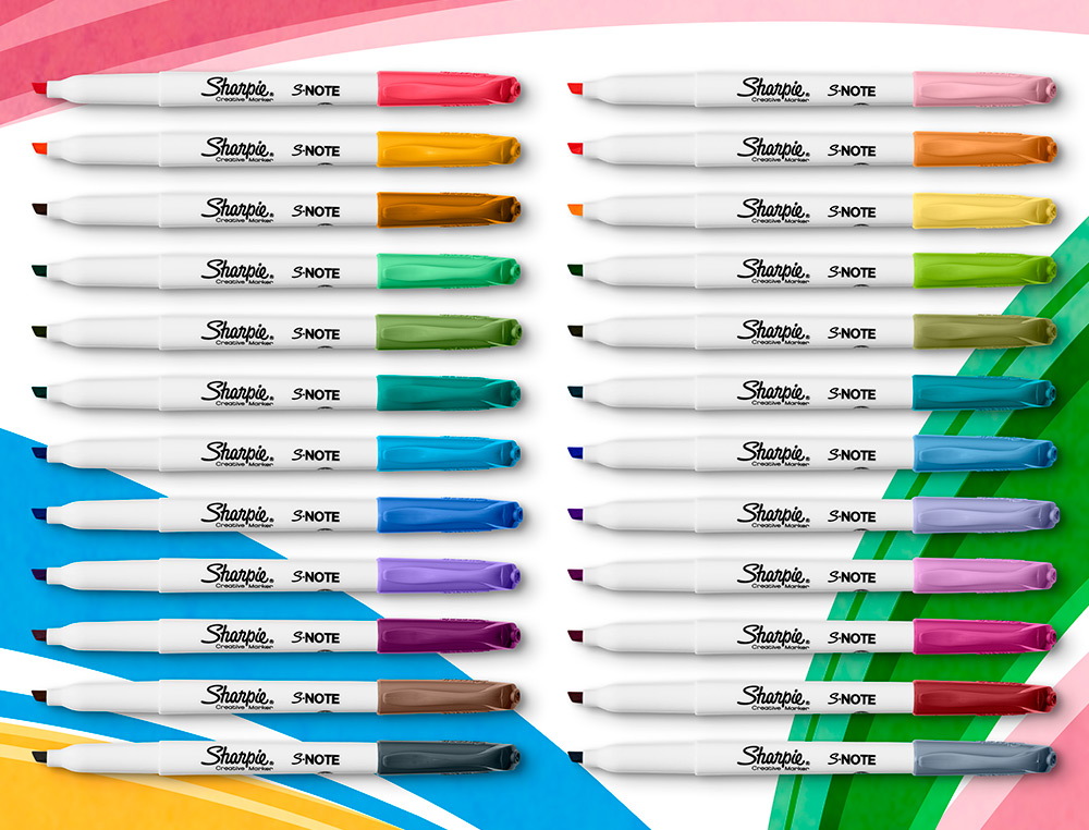 ROTULADOR SHARPIE PERMANENTE S-NOTE PUNTA BISELADA TRAZO 1,2 /3,87 MM BLISTER 12 UNIDADES COLORES SURTIDOS