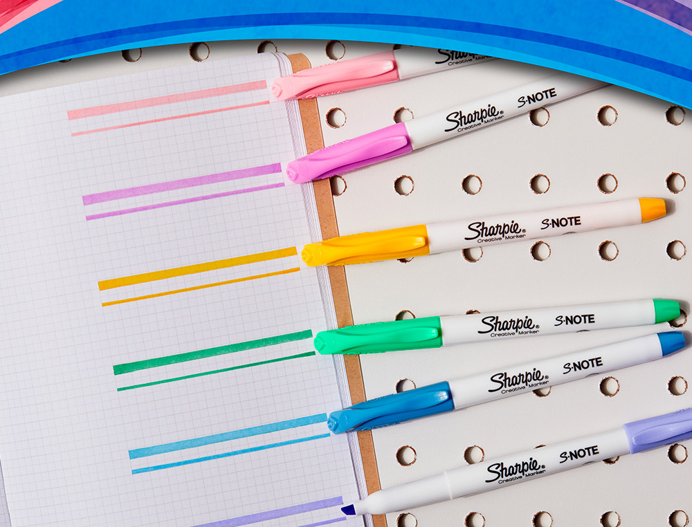 ROTULADOR SHARPIE PERMANENTE S-NOTE PUNTA BISELADA TRAZO 1,2 /3,87 MM BLISTER 20 UNIDADES COLORES SURTIDOS