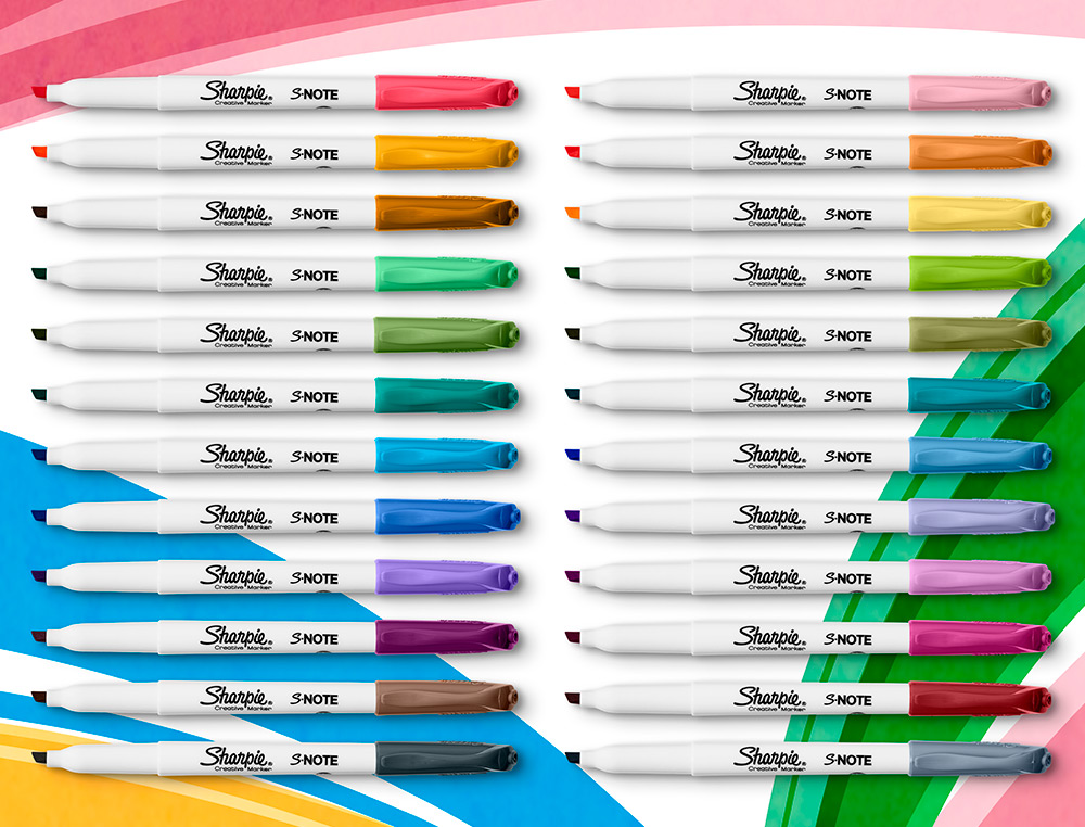 ROTULADOR SHARPIE PERMANENTE S-NOTE PUNTA BISELADA TRAZO 1,2 /3,87 MM BLISTER 20 UNIDADES COLORES SURTIDOS