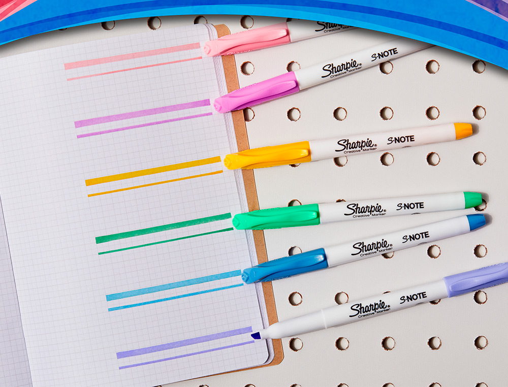 ROTULADOR SHARPIE PERMANENTE S-NOTE PUNTA BISELADA TRAZO 1,2 /3,87 MM BLISTER 4 UNIDADES COLORES SURTIDOS