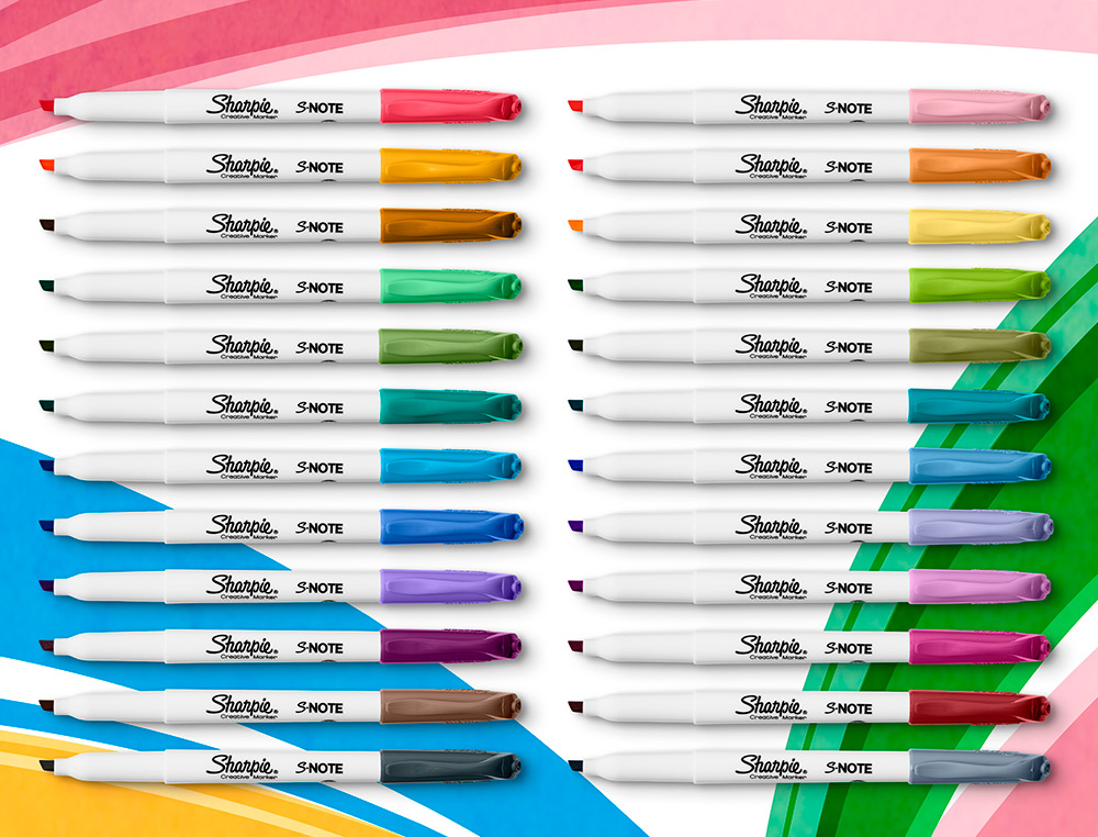 ROTULADOR SHARPIE PERMANENTE S-NOTE PUNTA BISELADA TRAZO 1,2 /3,87 MM BLISTER 4 UNIDADES COLORES SURTIDOS