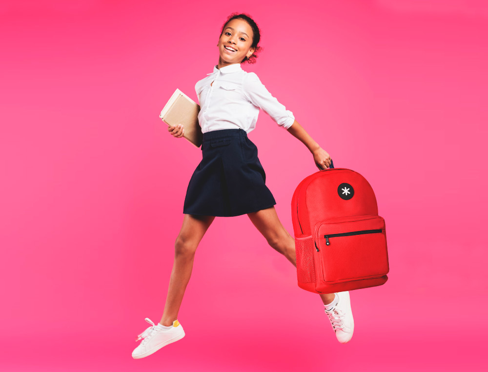 MOCHILA ANTARTIK CON ASA Y BOLSILLO FRONTAL CON CREMALLERA COLOR ROJO 320X140X430 MM