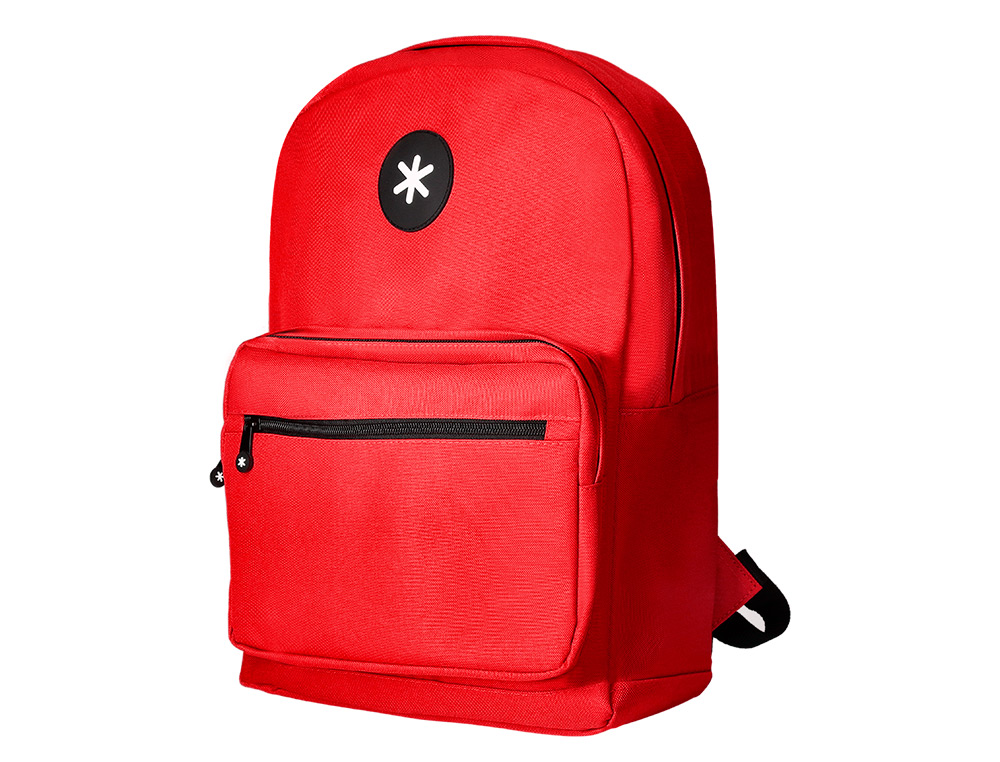 MOCHILA ANTARTIK CON ASA Y BOLSILLO FRONTAL CON CREMALLERA COLOR ROJO 320X140X430 MM