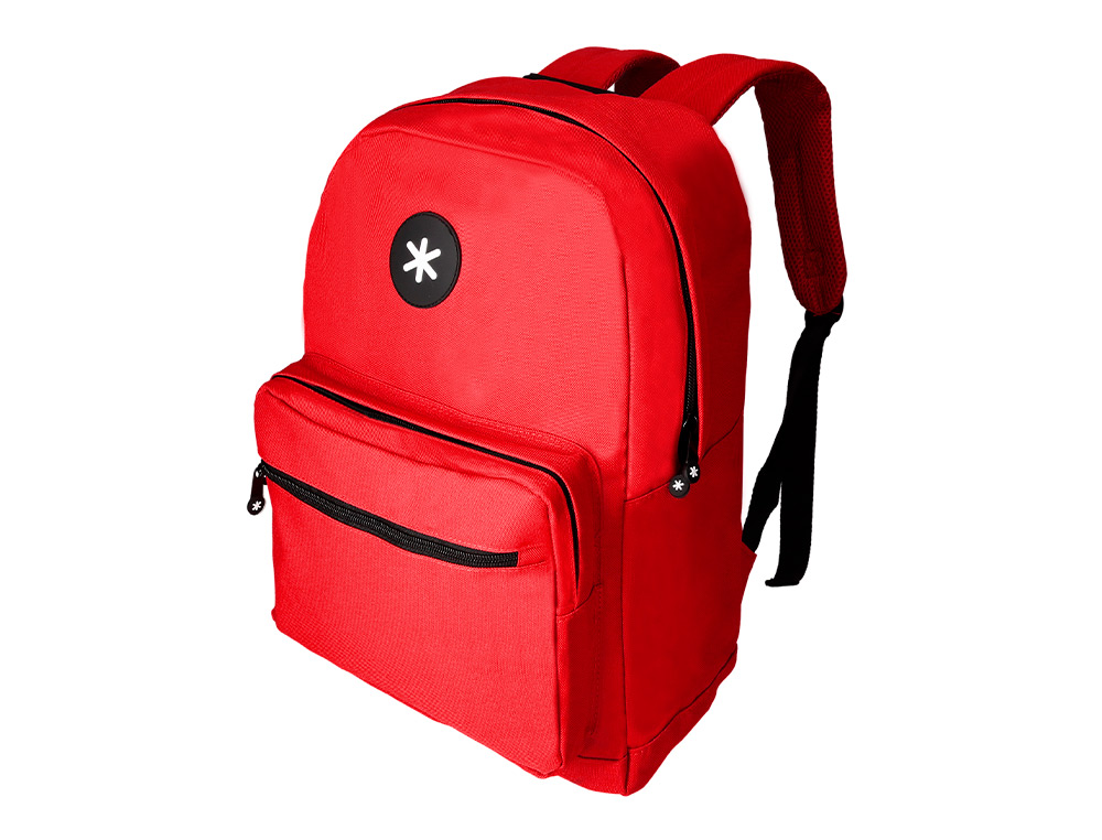 MOCHILA ANTARTIK CON ASA Y BOLSILLO FRONTAL CON CREMALLERA COLOR ROJO 320X140X430 MM