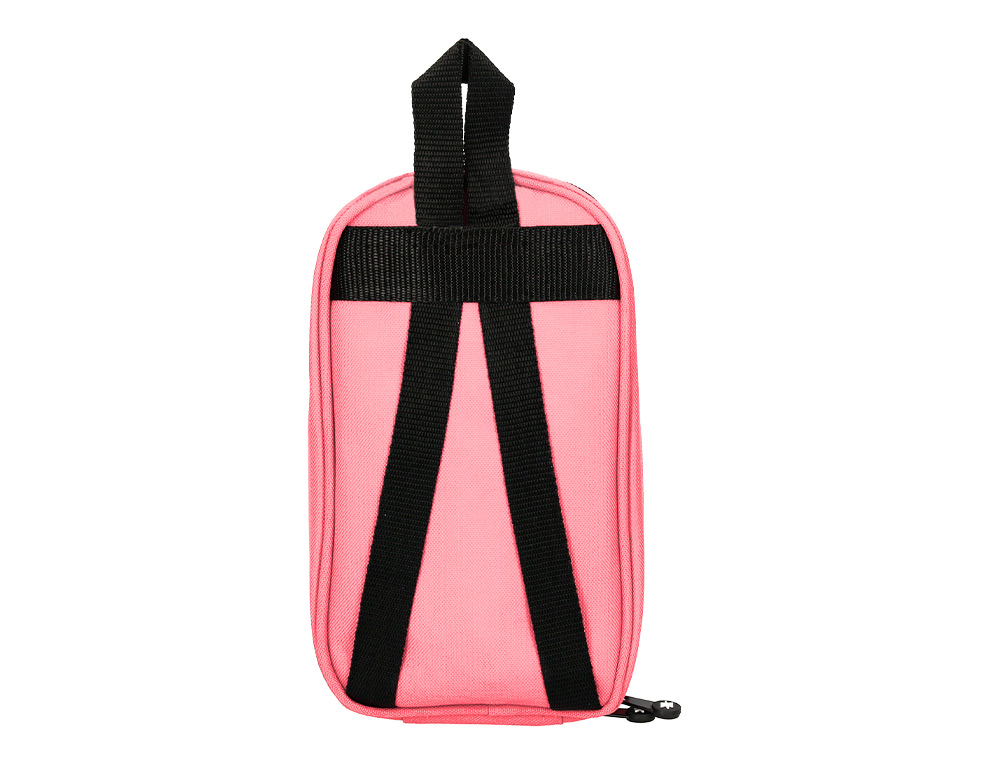 ESTUCHE PORTATODO ANTARTIK FORMA DE MOCHILA CON BOLSILLO Y 4 DEPARTAMENTOS COLOR CORAL 230X50X120 MM