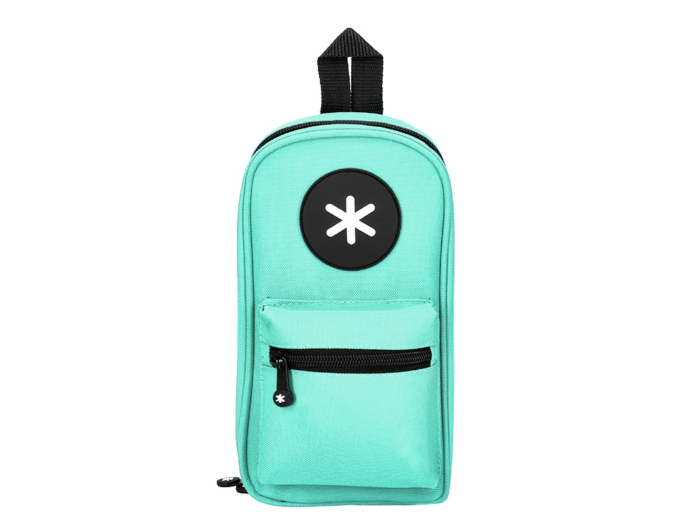 ESTUCHE PORTATODO ANTARTIK FORMA DE MOCHILA CON BOLSILLO Y 4 DEPARTAMENTOS COLOR MENTA 230X50X120 MM