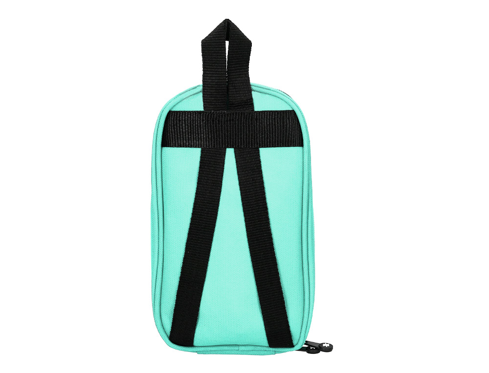 ESTUCHE PORTATODO ANTARTIK FORMA DE MOCHILA CON BOLSILLO Y 4 DEPARTAMENTOS COLOR MENTA 230X50X120 MM