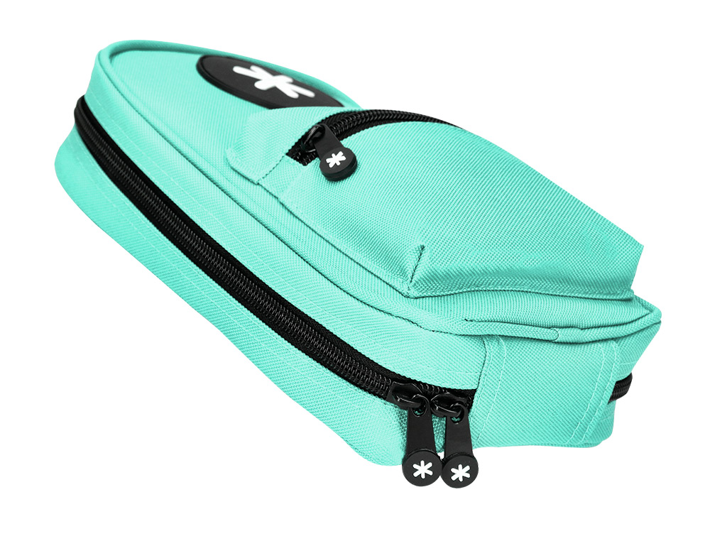 ESTUCHE PORTATODO ANTARTIK FORMA DE MOCHILA CON BOLSILLO Y 4 DEPARTAMENTOS COLOR MENTA 230X50X120 MM