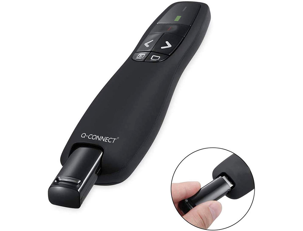 PUNTERO LASER Q-CONNECT PARA PRESENTACIONES 5 BOTONES ALCANCE 20 MT RECEPTOR USB