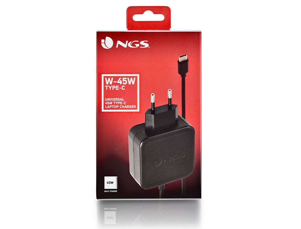 CARGADOR UNIVERSAL NGS DE PARED PARA PORTATIL 45W TIPO C 5V/9V/12V/15V-3A 20V/2,25A