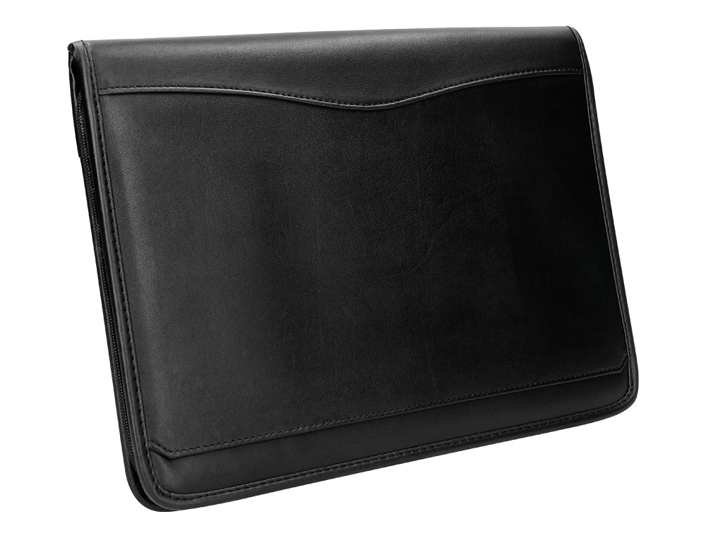 CARPETA PORTAFOLIOS CREMALLERA CON BOLSA PARA MOVIL Y TARJETERO COLOR NEGRO 260X355 MM
