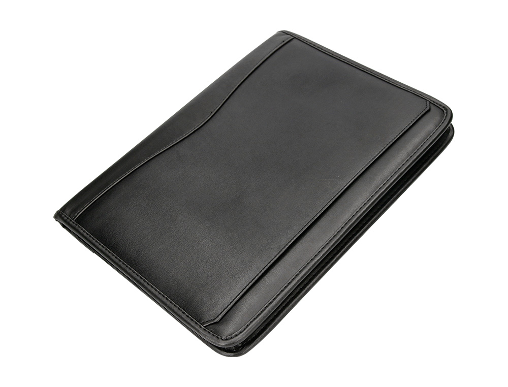 CARPETA PORTAFOLIOS CREMALLERA CON BOLSA PARA MOVIL Y TARJETERO COLOR NEGRO 260X355 MM