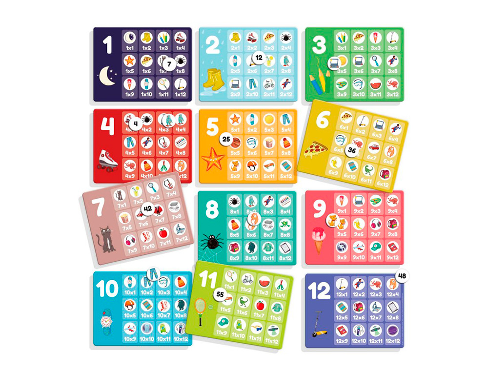 JUEGO DISET DE MESA TABLAS DE MULTIPLICAR
