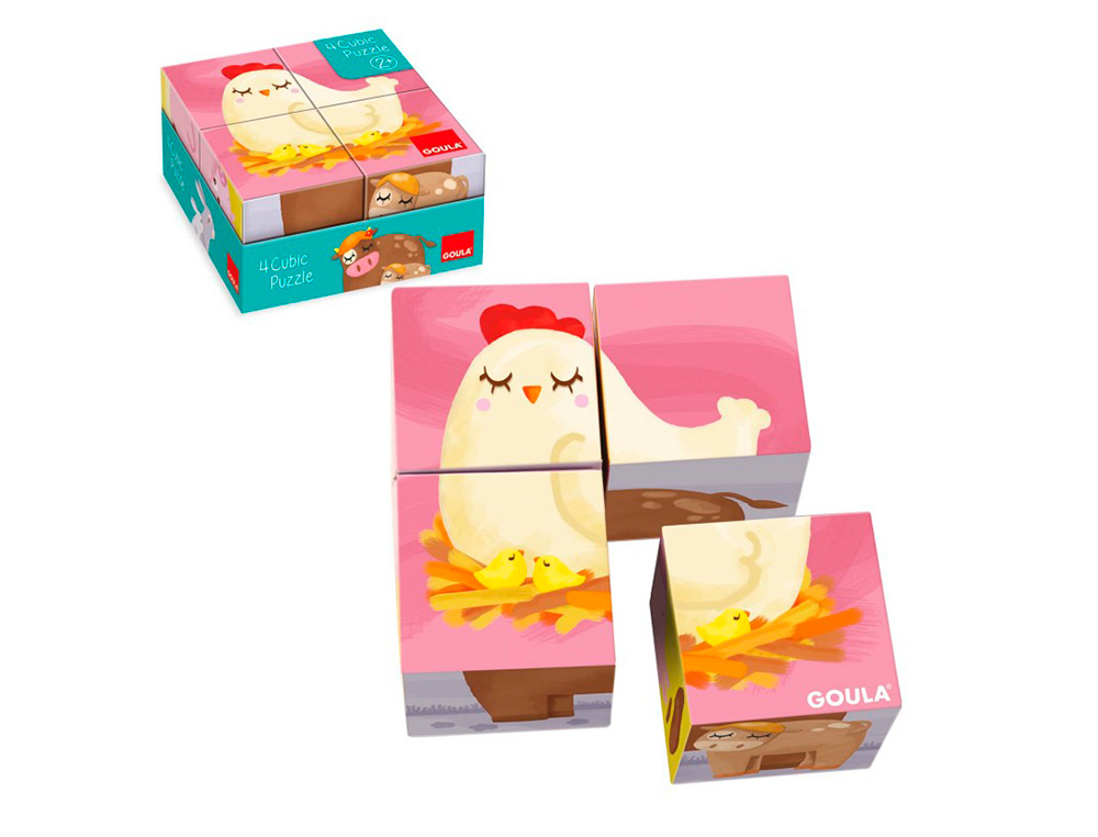 PUZLE GOULA CUBOS DE CARTON 6 ESCENAS DIFERENTES 4 PIEZAS