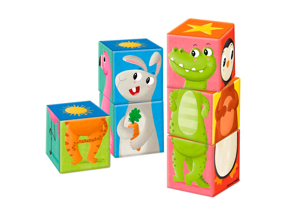 PUZLE GOULA CUBOS DE CARTON APILABLES MATCH&MIX 6 PIEZAS