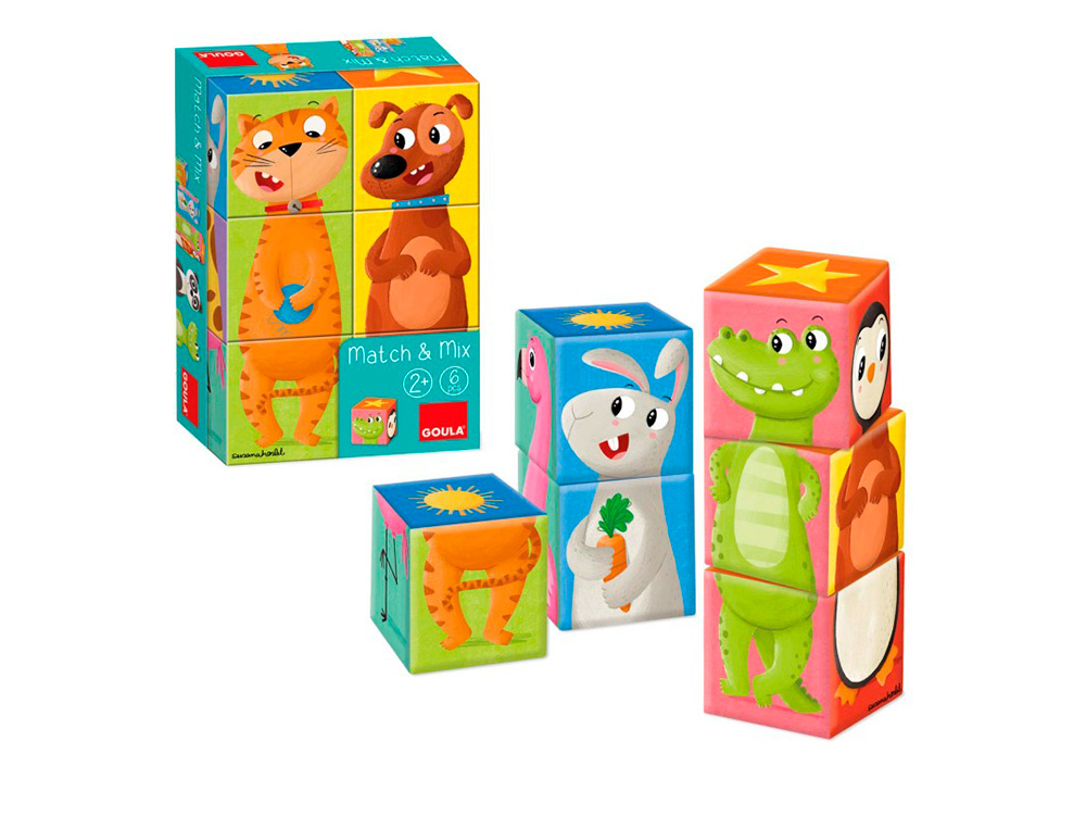 PUZLE GOULA CUBOS DE CARTON APILABLES MATCH&MIX 6 PIEZAS