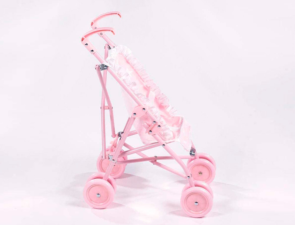 SILLA PEQUEA DE PASEO PARA MUECAS CARLOTA COLOR ROSA 550X270X410 MM