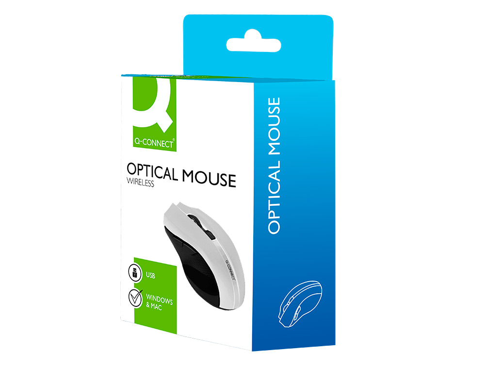 RATON Q-CONNECT OPTICO INALAMBRICO 1000 DPI RECEPTOR USB 2,4 GHZ BLANCO
