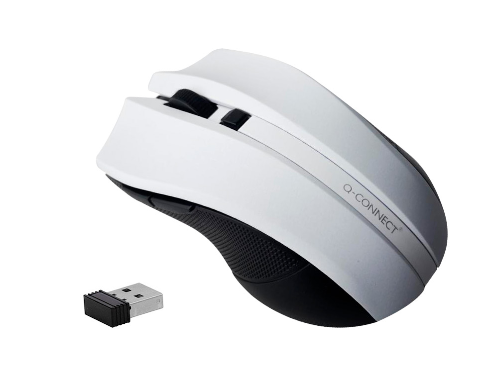 RATON Q-CONNECT OPTICO INALAMBRICO 1000 DPI RECEPTOR USB 2,4 GHZ BLANCO