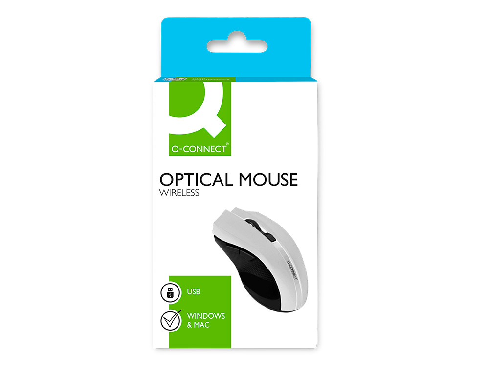 RATON Q-CONNECT OPTICO INALAMBRICO 1000 DPI RECEPTOR USB 2,4 GHZ BLANCO