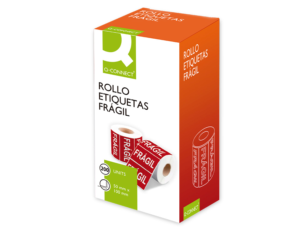 ETIQUETA Q-CONNECT FRAGIL 50X100 MM ROLLO DE 200 UNIDADES