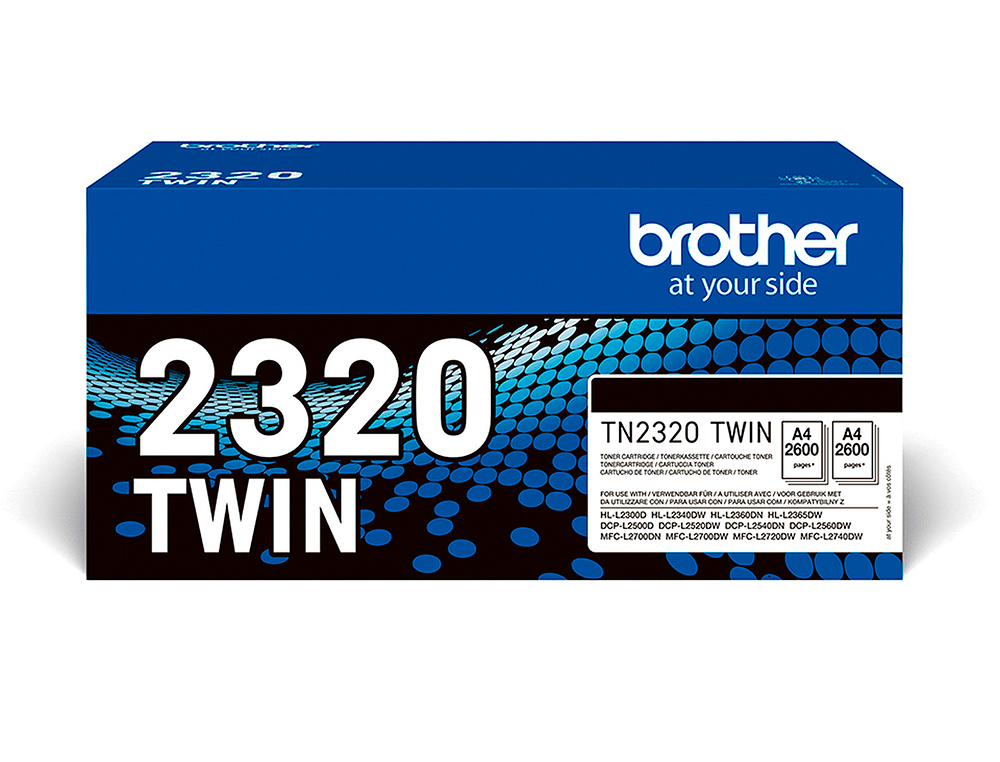 TONER BROTHER TN-2320 DCPL2520DW /2540D/ MFCL2700DW / 2720DW / 2740DW NEGRO 2600 PAGINAS PACK 2 UNIDADES