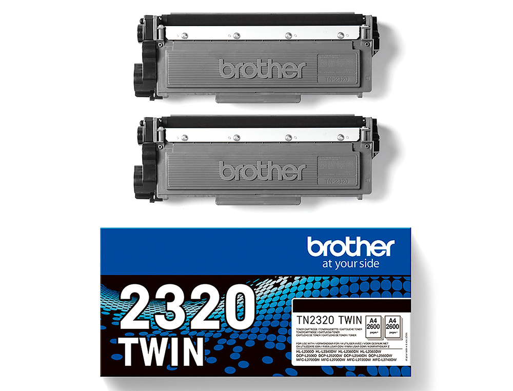 TONER BROTHER TN-2320 DCPL2520DW /2540D/ MFCL2700DW / 2720DW / 2740DW NEGRO 2600 PAGINAS PACK 2 UNIDADES