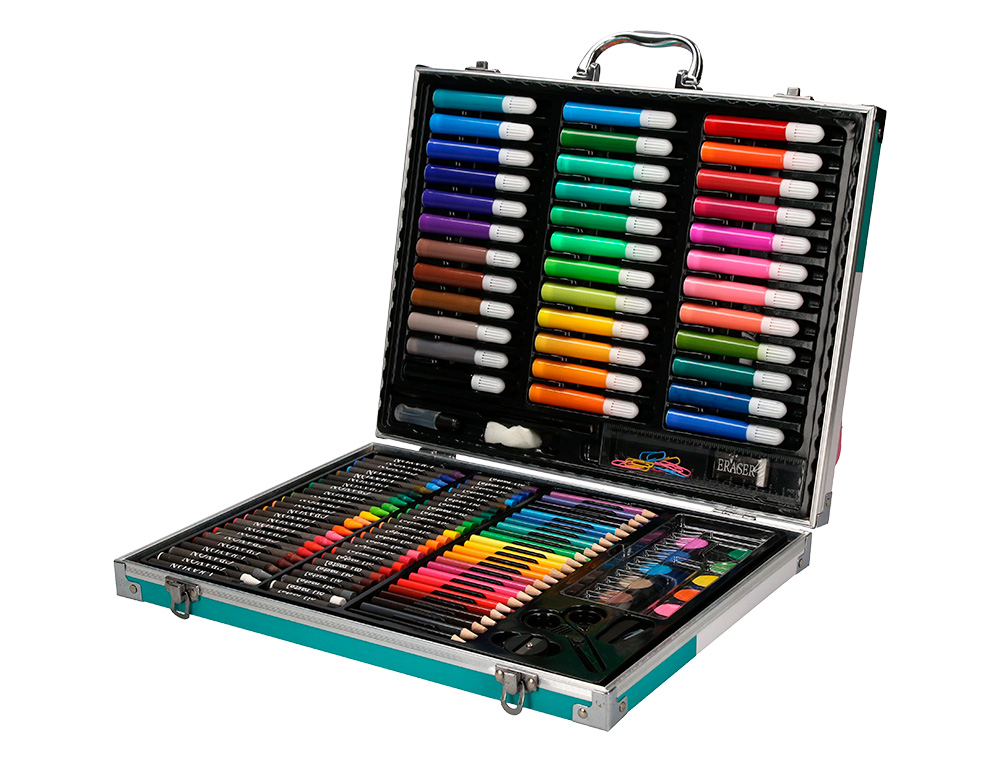 ESTUCHE DE PINTURA LIDERPAPEL ALUMINIO 150 PIEZAS MALETIN 37,8X29,7X4,6 CM