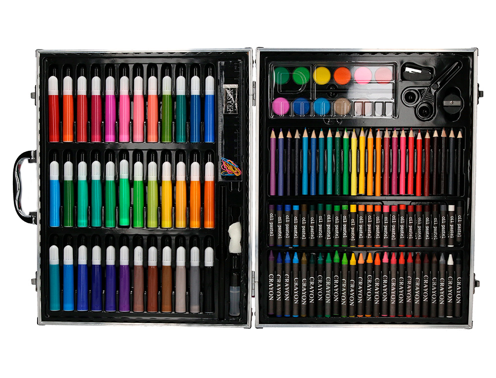 ESTUCHE DE PINTURA LIDERPAPEL ALUMINIO 150 PIEZAS MALETIN 37,8X29,7X4,6 CM