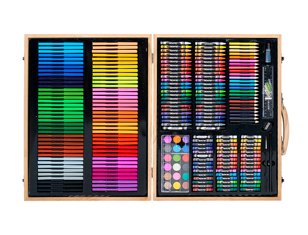 ESTUCHE DE PINTURA LIDERPAPEL MADERA 245 PIEZAS MALETIN 49X36,6X4,5 CM