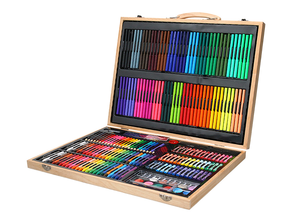 ESTUCHE DE PINTURA LIDERPAPEL MADERA 245 PIEZAS MALETIN 49X36,6X4,5 CM