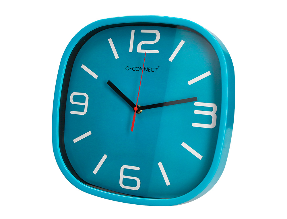 RELOJ Q-CONNECT DE PARED DE PLASTICO REDONDO 30 CM MOVIMIENTO SILENCIOSO COLOR AZUL