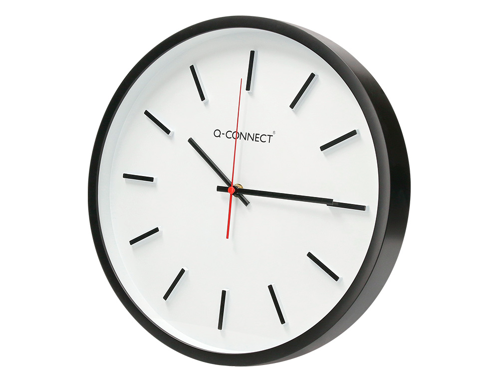 RELOJ Q-CONNECT DE PARED DE PLASTICO REDONDO 34,4 CM MOVIMIENTO SILENCIOSO COLOR NEGRO