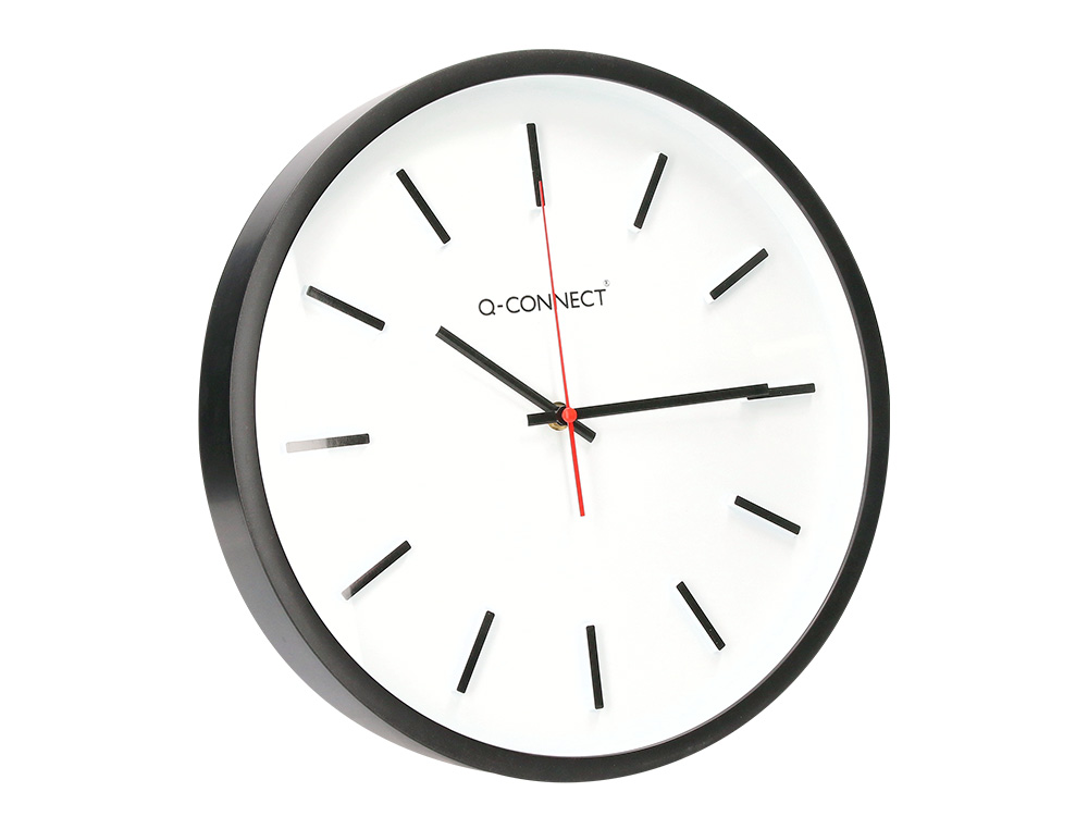 RELOJ Q-CONNECT DE PARED DE PLASTICO REDONDO 34,4 CM MOVIMIENTO SILENCIOSO COLOR NEGRO