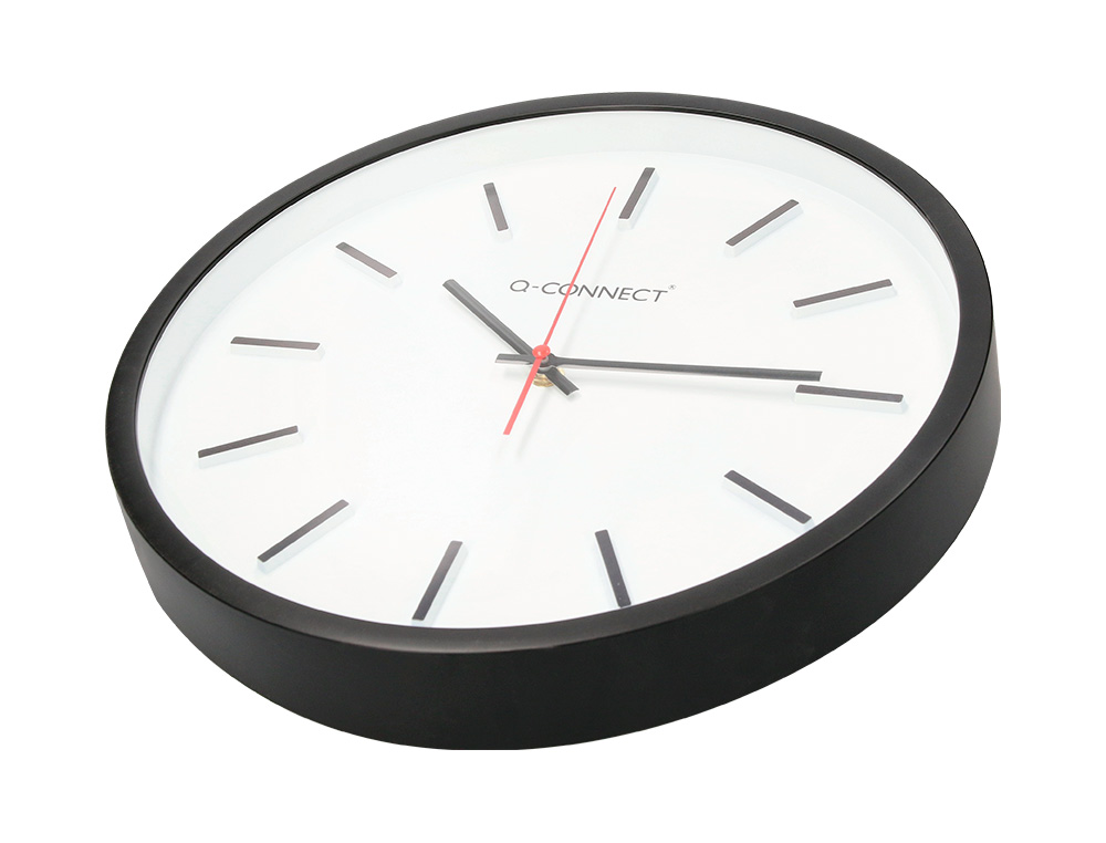 RELOJ Q-CONNECT DE PARED DE PLASTICO REDONDO 34,4 CM MOVIMIENTO SILENCIOSO COLOR NEGRO