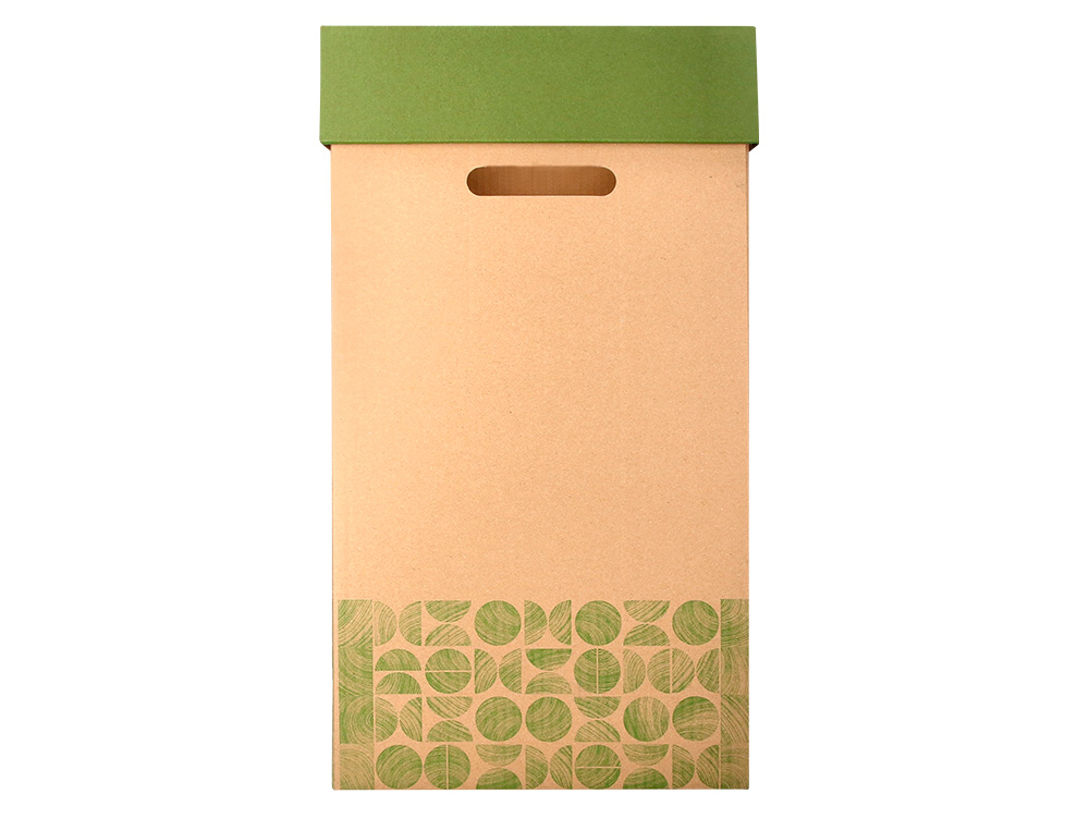 CONTENEDOR PAPELERA RECICLAJE LIDERPAPEL ECOUSE CARTON 100% RECICLADO Y RECICLABLE 70 LITROS 450X350X650 MM