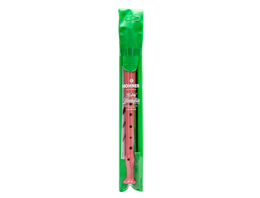 FLAUTA HOHNER 9508 COLOR CORAL FUNDA VERDE Y TRANSPARENTE