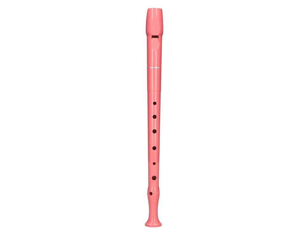 FLAUTA HOHNER 9508 COLOR CORAL FUNDA VERDE Y TRANSPARENTE