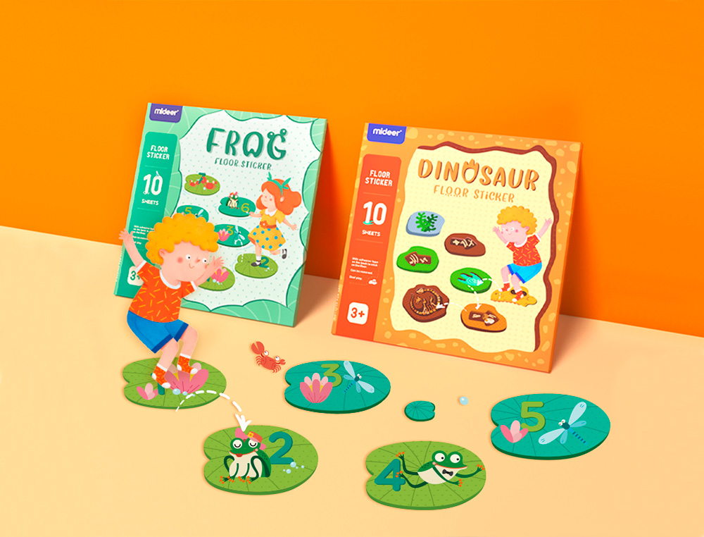 JUEGO DIDACTICO MIDEER RANA CON 63 ADHESIVOS PARA SUELO REMOVIBLES