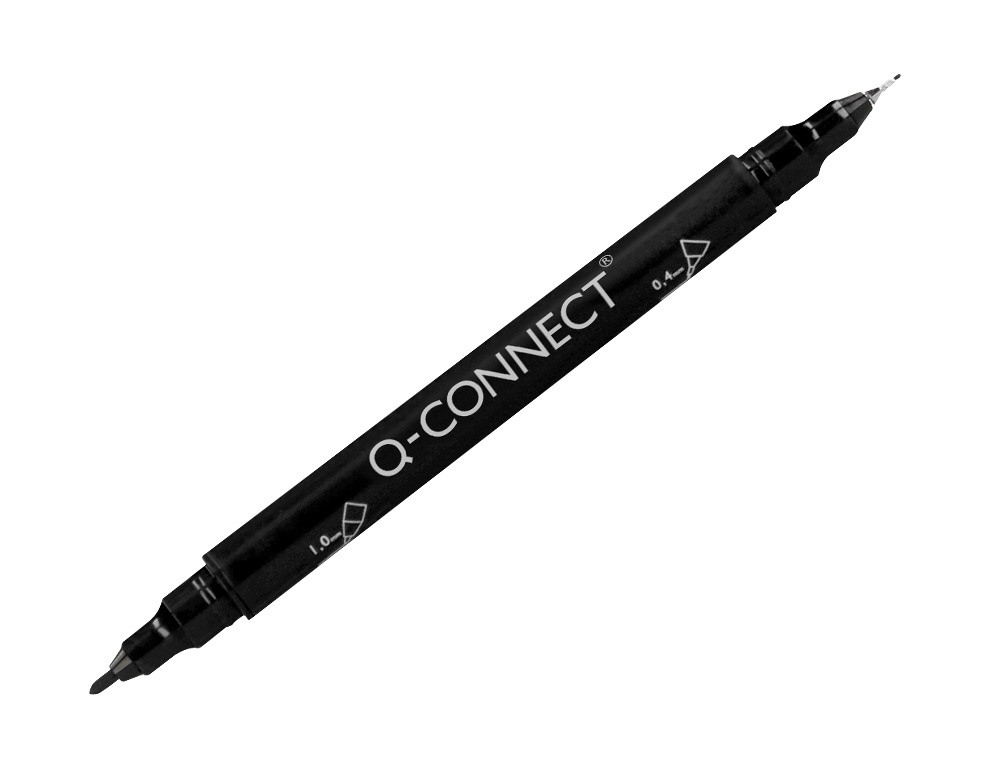 ROTULADOR Q-CONNECT MARCADOR PERMANENTE DOBLE PUNTA COLOR NEGRO 4 MM Y 1 MM