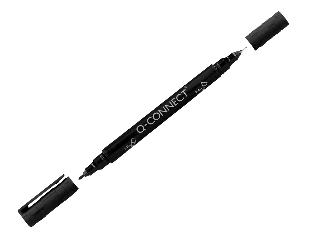 ROTULADOR Q-CONNECT MARCADOR PERMANENTE DOBLE PUNTA COLOR NEGRO 4 MM Y 1 MM