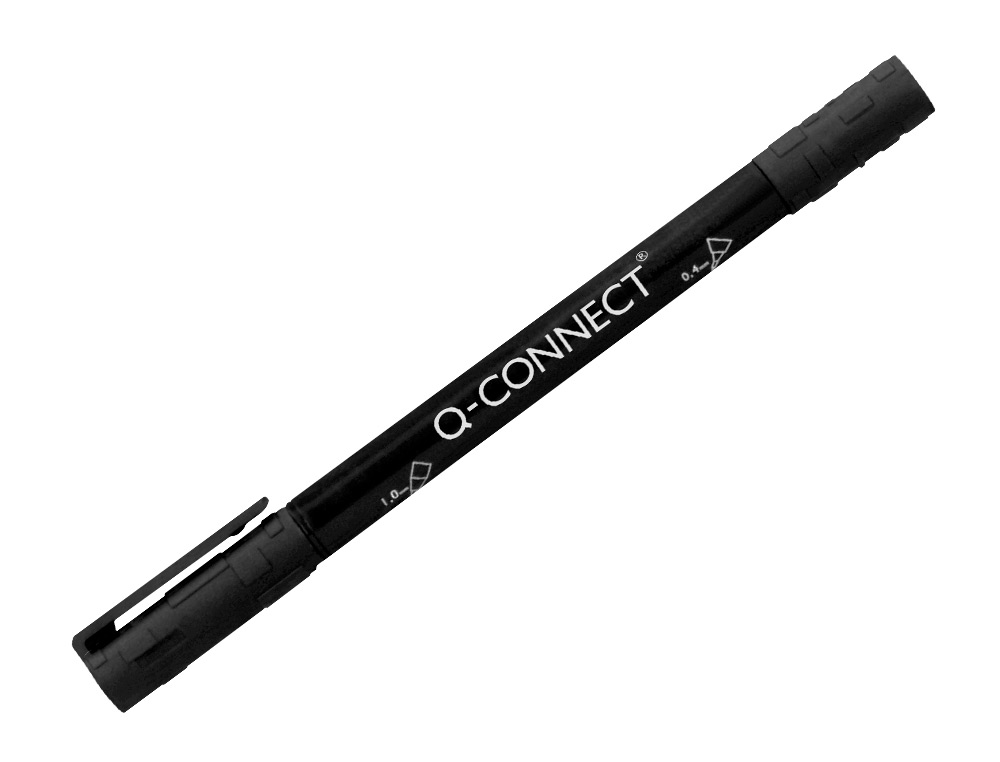 ROTULADOR Q-CONNECT MARCADOR PERMANENTE DOBLE PUNTA COLOR NEGRO 4 MM Y 1 MM