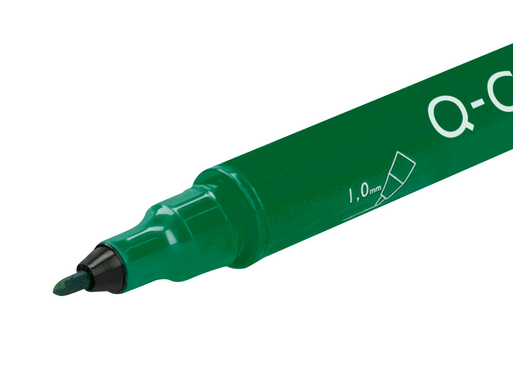 ROTULADOR Q-CONNECT MARCADOR PERMANENTE DOBLE PUNTA COLOR VERDE 0,4 MM Y 1 MM