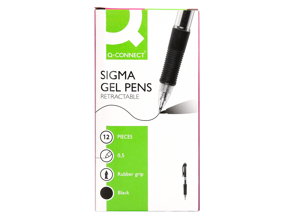 BOLIGRAFO Q-CONNECT SIGMA RETRACTIL CON SUJECION DE CAUCHO TINTA GEL 0,5 MM COLOR NEGRO