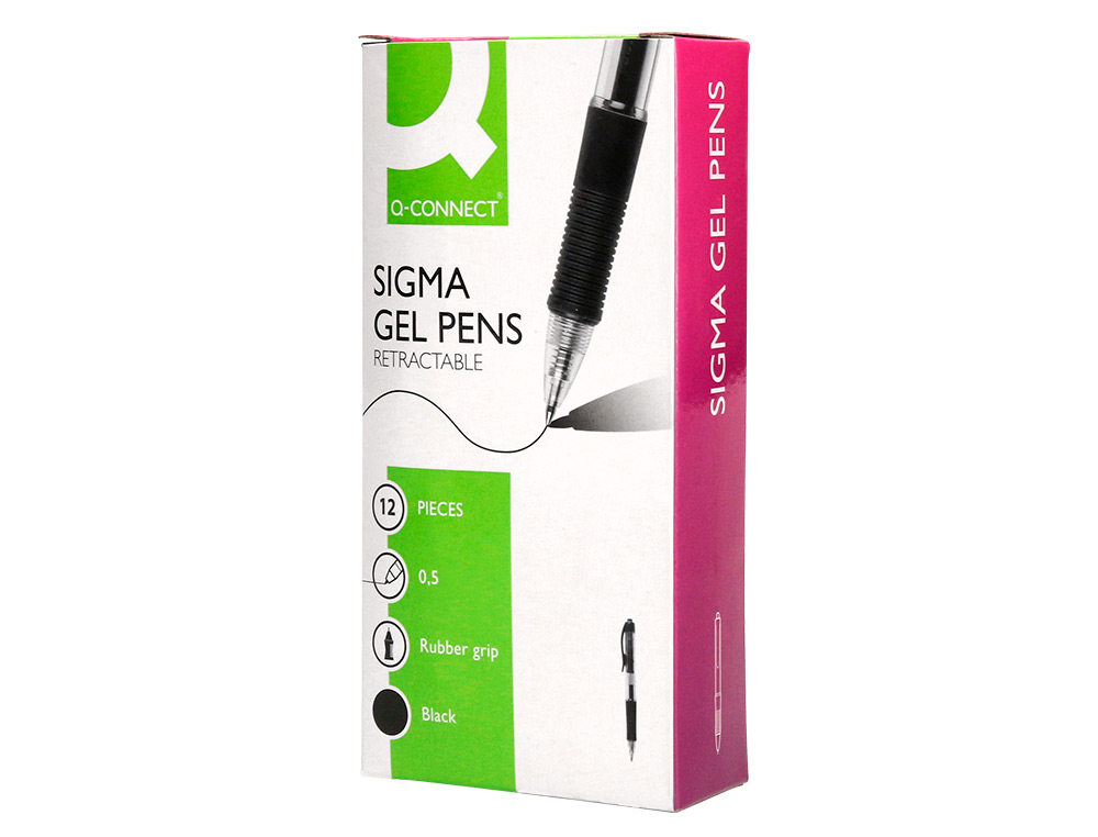 BOLIGRAFO Q-CONNECT SIGMA RETRACTIL CON SUJECION DE CAUCHO TINTA GEL 0,5 MM COLOR NEGRO