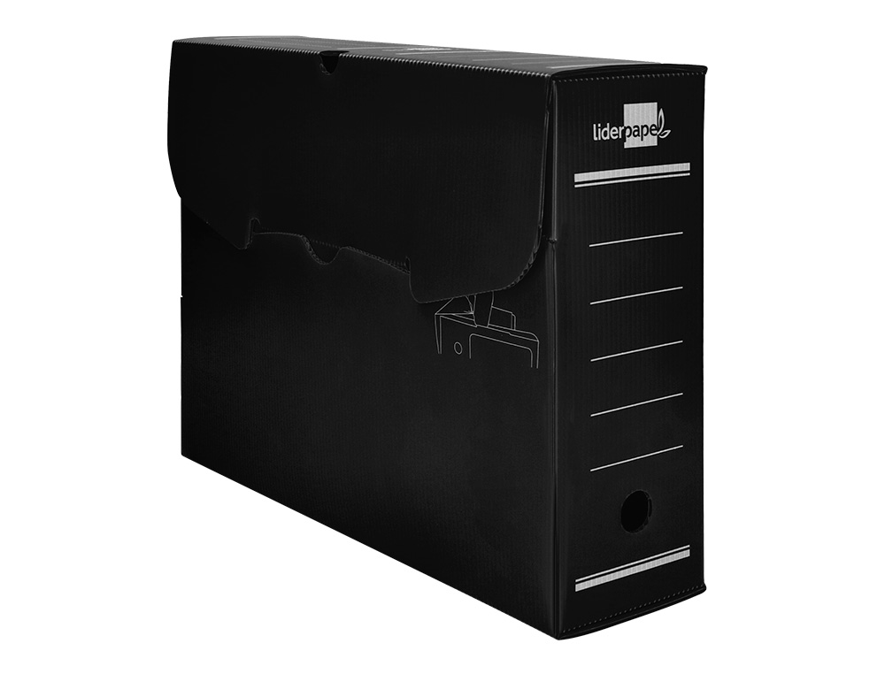 CAJA ARCHIVO DEFINITIVO PLASTICO LIDERPAPEL LOMO 100 MM NEGRO 360X100X260 MM